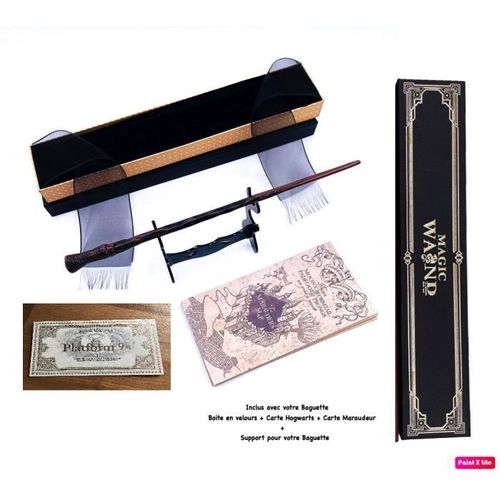 Baguette Wand Ron Weasley Métal/Résine+Boite + 2 Cartes + Support Baguette