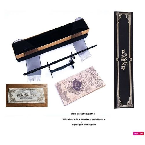 Baguette Wand Ginny Weasley Métal/Résine+Boite + 2 Cartes + Support Baguette