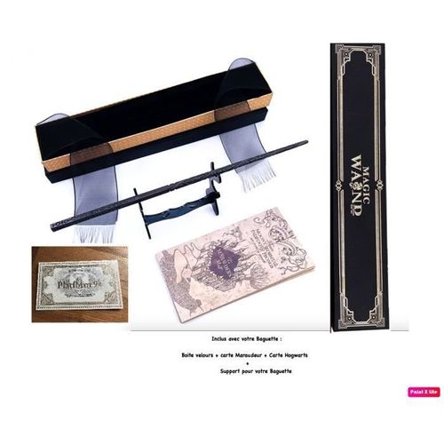 Harry Potter Baguette Wand Sirius Black Métal/Résine+Boite + 2 Cartes + Support