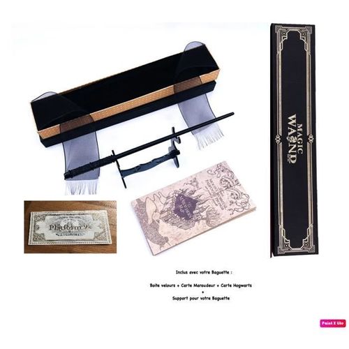 Baguette Wand Severus Rogue Métal/Résine+Boite + 2 Cartes + Support Baguette