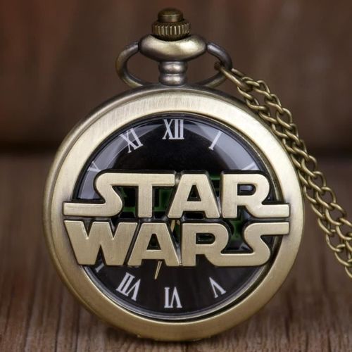 Montre-Pendentif - Star Wars - Antique - Logo 3d - Acier - 80 Cm De Chaîne