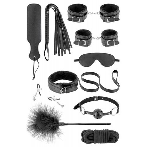 Coffret Bondage Sm Kit 10 Pièces Fétiche Liens Menottes Baîllon Jeu Sexuel Adulte Homme Femme Noir