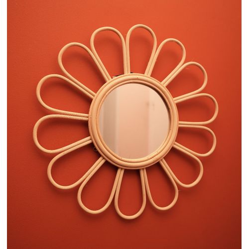 Miroir rotin fleur