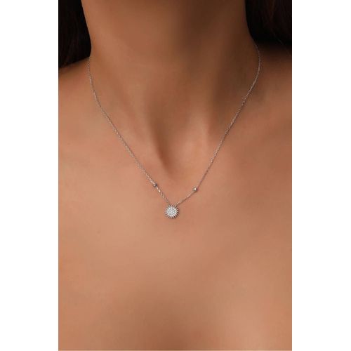 Collier Soleil En Vrac Dorissa En Argent Sterling 925 Avec Pierre De Zircon Blanc