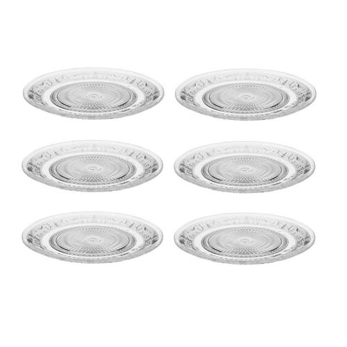 Lot De 6 Assiettes Plates "Renaissance" - Transparent - D 25,2 Cm