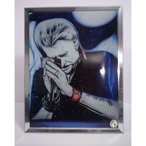 cadre photo JOHNNY HALLYDAY en verre, support, idée cadeau, maison et déco, accessoire, salon, chambre, bureau, brillance, décor, cadre,