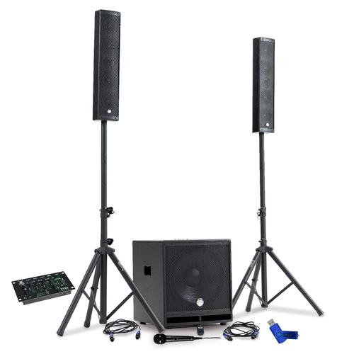 Pack Sonorisation DJ complet BM SONIC BMS-15-SLIM-BT, 1200W, tables de mixage , Caisson 38cm USB/Bluetooth+Clé USB 32G