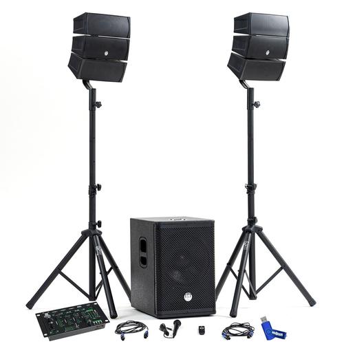 Pack Sonorisation DJ complet BMSONIC BMS-12-ARRAY-BT 1000W, Enceintes satellites, Caisson de barre USB/Bluetooth +Clé USB 32 Go