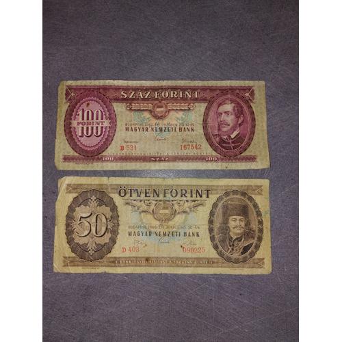 Billets De 100 Forint Et 50 Forint Budapest De 1962