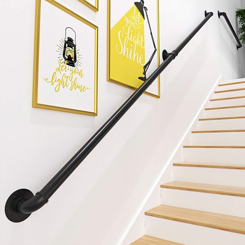 Main courante, main courante pour escalier noir,Rampe d'escalier,rampe escalier de Barre de Garde de rétro de Tuyau de Fer de Vent Industriel,pour les escaliers,les murs,loft,couloir