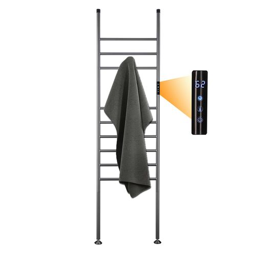 Sèche-Serviette Électrique 110W Porte-Serviettes sur Pied Gris WiFi Intelligent Commande Vocale Chauffe-Serviettes avec Minuterie 45?70°C Chauffant Électrique Radiateur de Salle de Bain 160*45CM