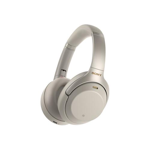 Sony WH-1000XM3 S - Casque - pleine taille - Bluetooth - sans fil - NFC* - Suppresseur de bruit actif - jack 3,5mm - argent