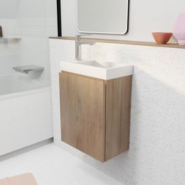 Meuble Lave Mains Décor Bois 40x50x22 cm avec Vasque en