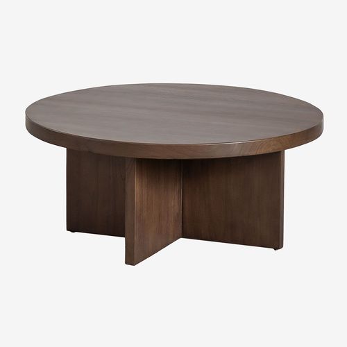 Table Basse En Bois Mindi (Ø80 Cm) Leidam Marron Bois Foncé