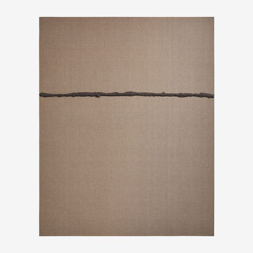 Toile Décorative Peinte À La Main Sur Lin Avec Relief En Plâtre (80x100 Cm) Eliciaro Brun Café