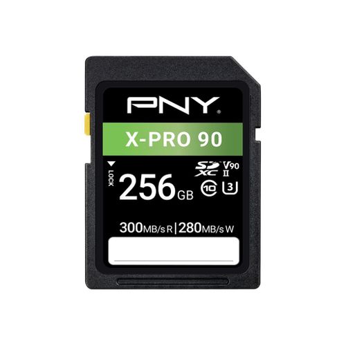 PNY X-PRO 90 - Carte mémoire flash - 256 Go - Video Class V90 / UHS-II U3 / Class10 - SDXC UHS-II