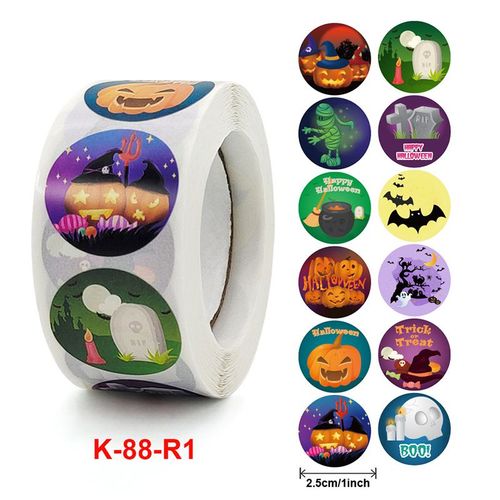 Rouleau D'Autocollants Colorés Pour Halloween, 500 Pièces, Étiquettes Rondes De Scellage, Pour Journal Intime, Cartes D'Ordinateur Portable, Enveloppes Cadeaux, Bâton