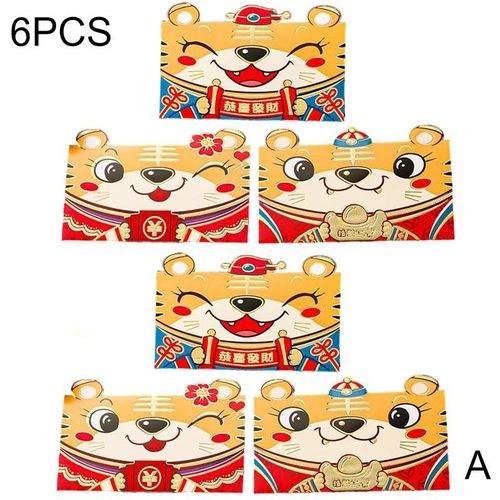 Enveloppes Rouges Mignonnes Imprimées De Tigre Du Zodiaque 2022, Nouvelle Fête De Printemps Pour Enfants, Paquets Cadeaux Chinois Supp M9t6