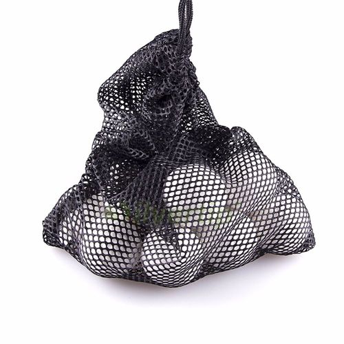 Sac De Balles De Golf En Nylon Noir, Pochette Pour Balles De Golf, Tennis De Table, Support De Transport De 48 Balles, Fermeture À Ficelle, 30x19cm