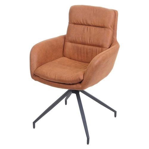 Chaise De Salle À Manger Hwc-K32, Fauteuil Chaise, Pivotante Position Auto, Tissu/Textile   Aspect Daim Marron