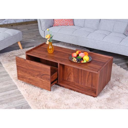 Table Basse Hwc-J78, Table De Salon Table D'appoint Table De Salon, Tiroir, Mdf 110x50x40cm   Aspect Noyer