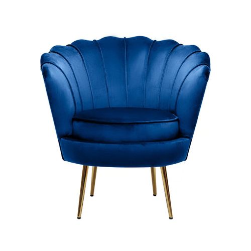 Fauteuil Velours "Floria" - 70 X 73 X 76 Cm - Bleu
