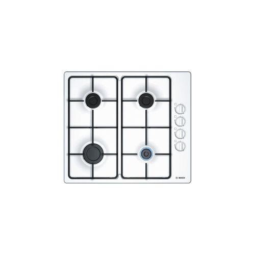 BOSCH Table de Cuisson Gaz Email 58cm 4 foyers avec Foyer Rapide 3000W Blanc