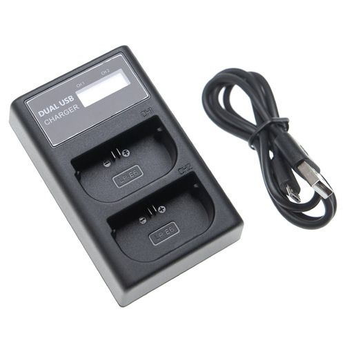 vhbw Chargeur USB double compatible avec Canon EOS 90D, R, R7, Ra, 6D Mark II caméra action-cam + câble micro-USB + écran LED 8,4 V