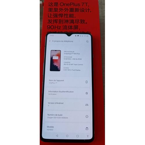 OnePlus 7T 256 Go Argent Givré