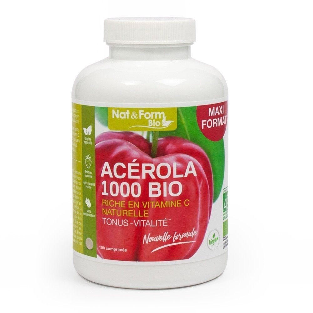 Acérola 1000 Mg 100 Comprimés Nat Et Form Bio 