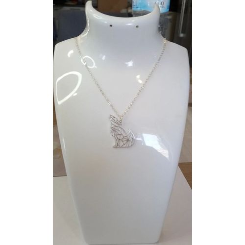 Collier Loup Origami Argente