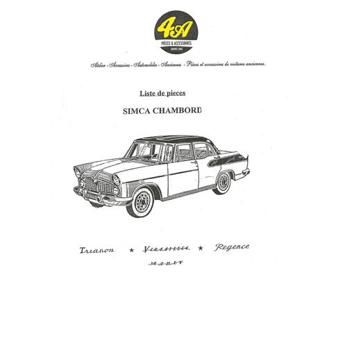 Listes Des Pièces & Accessoires Simca Chambord Et17 1959