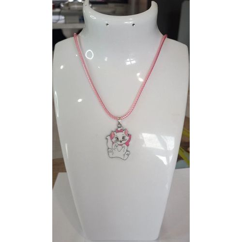 Collier Pendentif Marie Aristochats Cordelette Rose !