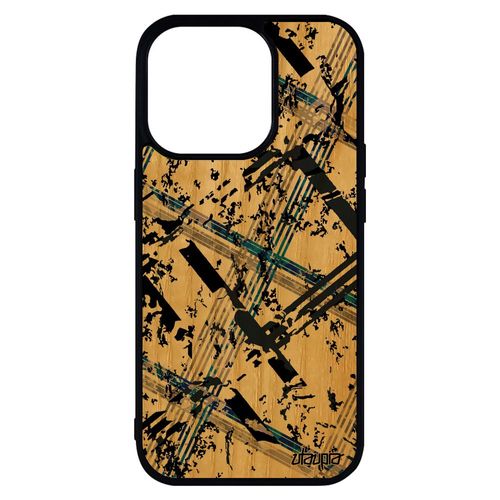 Coque Silicone Iphone 14 Pro Max Bois Carreau Tartan Gris Fond Texture Artisanal Moderne Etui Design Rigide Telephone Original
