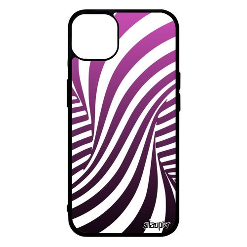 Coque Silicone Pour Iphone 14+ Plus Illusion D'optique Housse Effet 3d Graphique Etui Original Mobile Dégradé Tornade Rose De