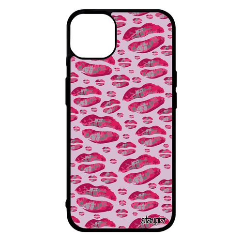 Coque Levres Iphone 14+ Plus Silicone Image Portable Fille Bumper Cigarette Bisou Femme 4g Bouche Original Etui Tpu Rose De