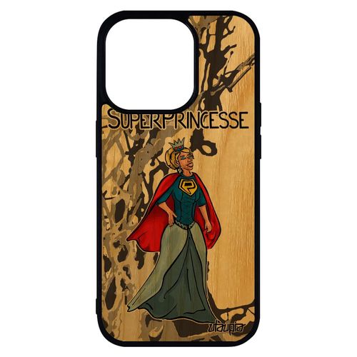 Coque Telephone Iphone 14 Pro Max Bois Silicone Super Princesse Original Gris Heros Fille Etui Dessin Comics Comique 4g De