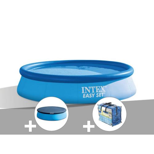 Kit piscine autoport?e Intex Easy Set 3,05 x 0,76 m (avec filtration) + + B?che ? bulles + B?che de protection