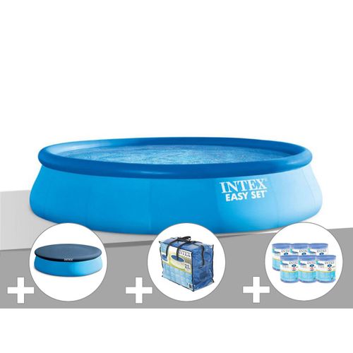 Kit piscine autoport?e Intex Easy Set 4,57 x 0,84 m + B?che de protection + B?che ? bulles + 6 cartouches de filtration