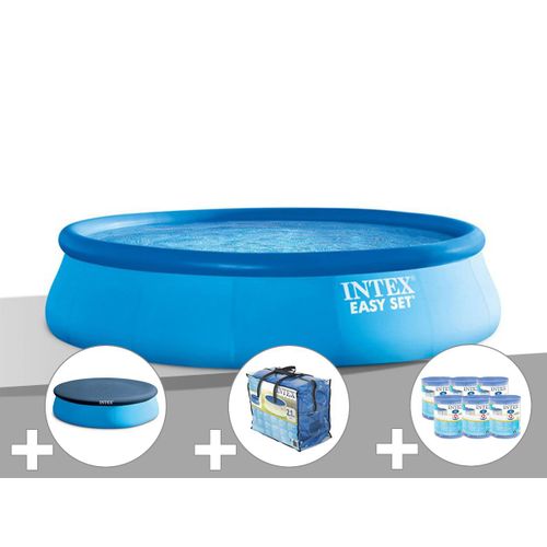 Kit piscine autoportée Intex Easy Set 4,57 x 1,22 m + Bâche de protection + Bâche à bulles + 6 cartouches de filtration