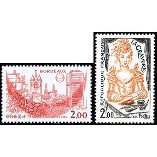 France 1984, Très Beaux Timbres Neufs** Luxe Yvert 2315 Métiers D'art, La Gravure Et 2316, 57ème Congrès Philatélique À Bordeaux.