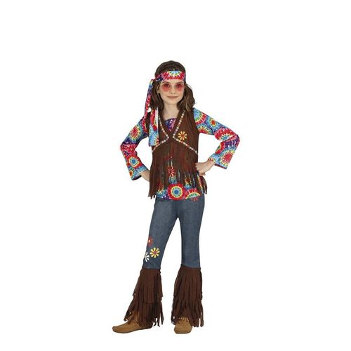 Déguisement Hippie Avec Gilet Marron Fille