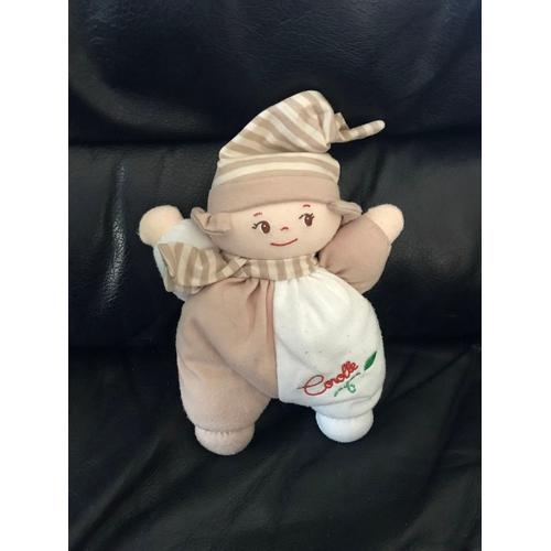 Doudou Poupée Chiffon Marron Beige Blanche Corolle 