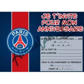 Lot de 6 cartes d'invitations pour enfants anniversaire foot PSG Paris  Saint-Germain + 6 enveloppes