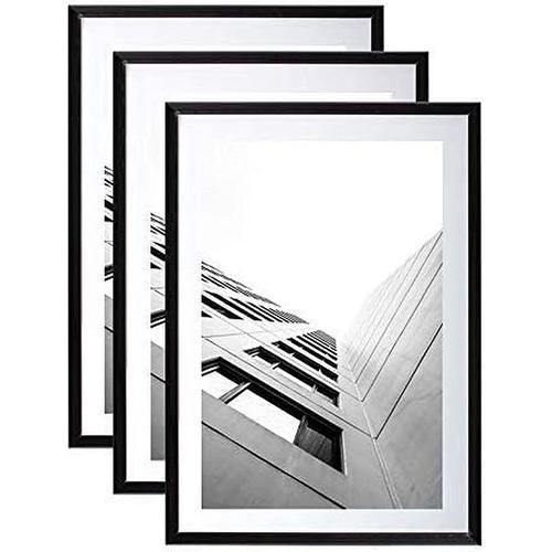 Cadre photo Noir en résine format 40x60 cm - lot de 3 - Vitre en plexi