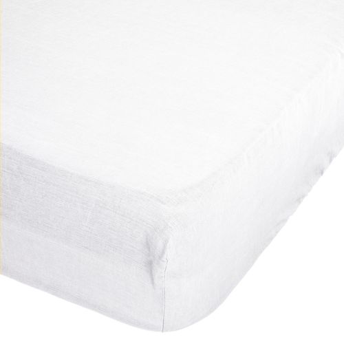 Drap Housse Bonnet 30 Cm 100% Lin 160x200 Cm - Blanc