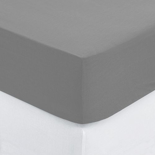 Drap Housse 2 Personnes - 100% Coton - 140 X 190 Cm - Gris