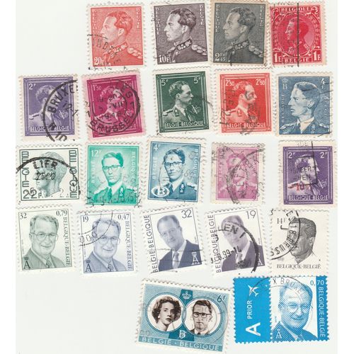 21 Timbres Oblitérés De Belgique - Rois Et Reines