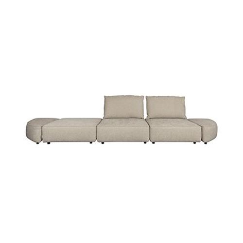 Canapé 5 Places Modulable 417x100x87 Cm En Tissu Beige - Hunter