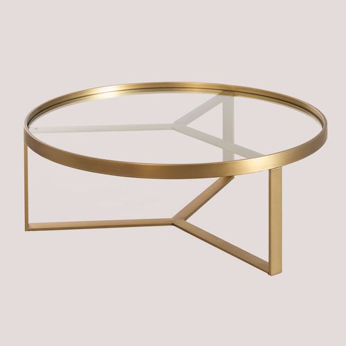 Table Basse En Acier Et Verre Amelia Or Mat